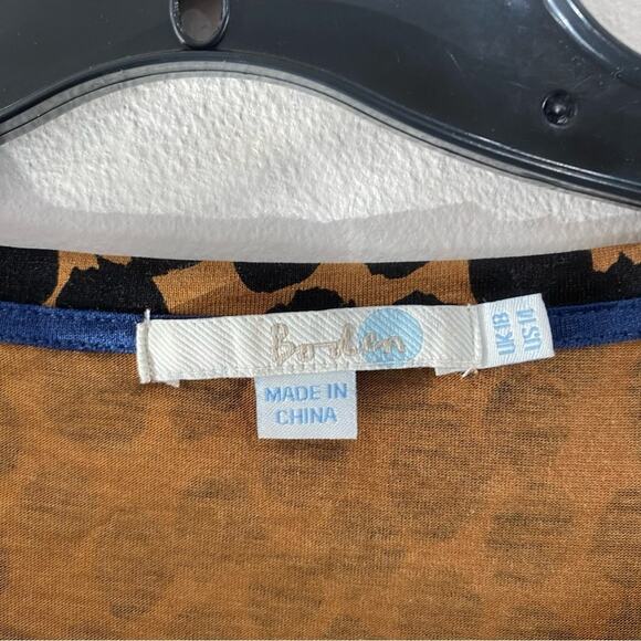 Boden Cheetah Animal Print Long Sleeve Pocket Top US 14 Brown Black Minimalist - Picture 5 of 6